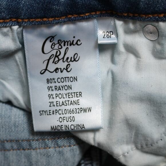 Cosmic Blue Love High Rise Distressed Ankle Skinny Jeans Frayed Hem Size 28P - Picture 9 of 12